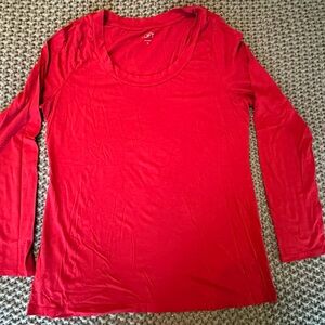 Red long sleeve soft shirt from LOFT with a cute scoop neck